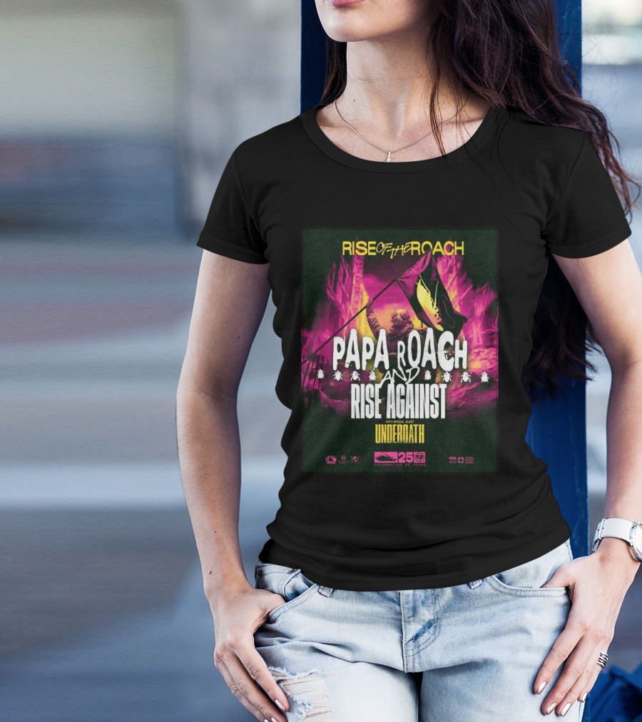 Papa Roach And Rise Against Rise Of The Roach Tour 2025 With Underoath Special Guest T-Shirt