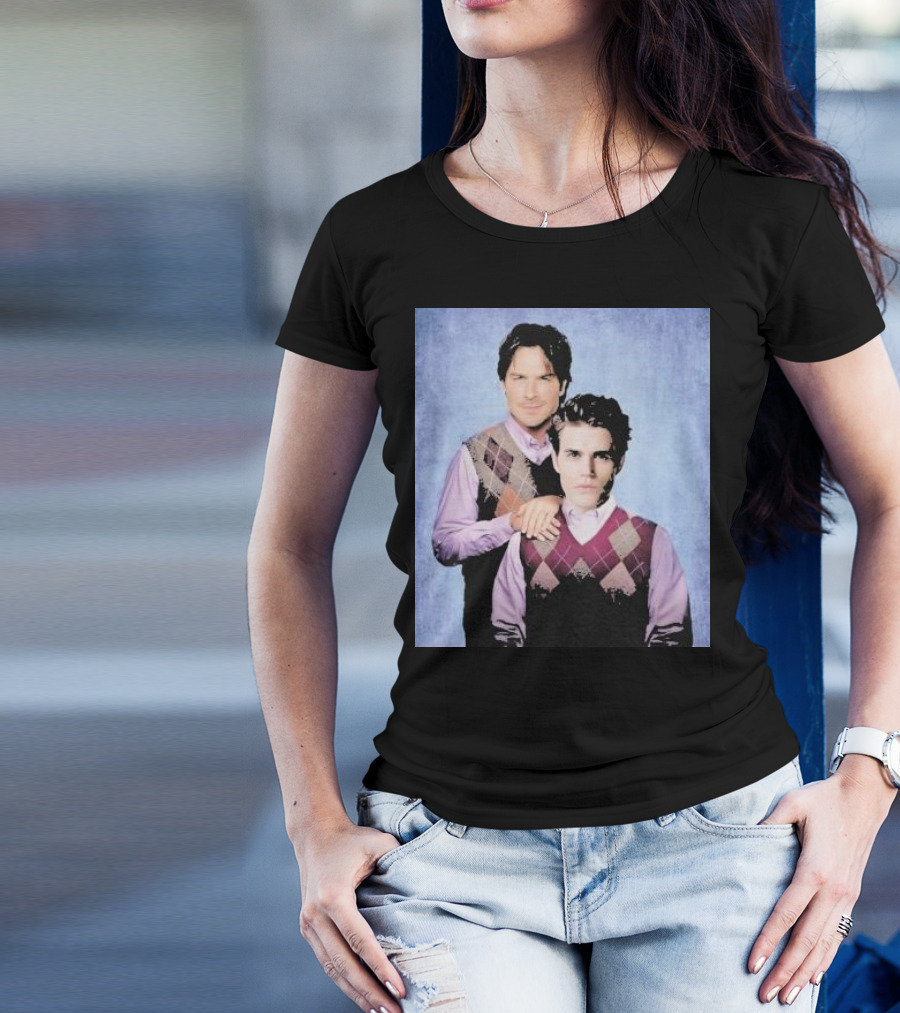Paul Wesley Ian Somerhalder Argyle Sweater Parody T-Shirt