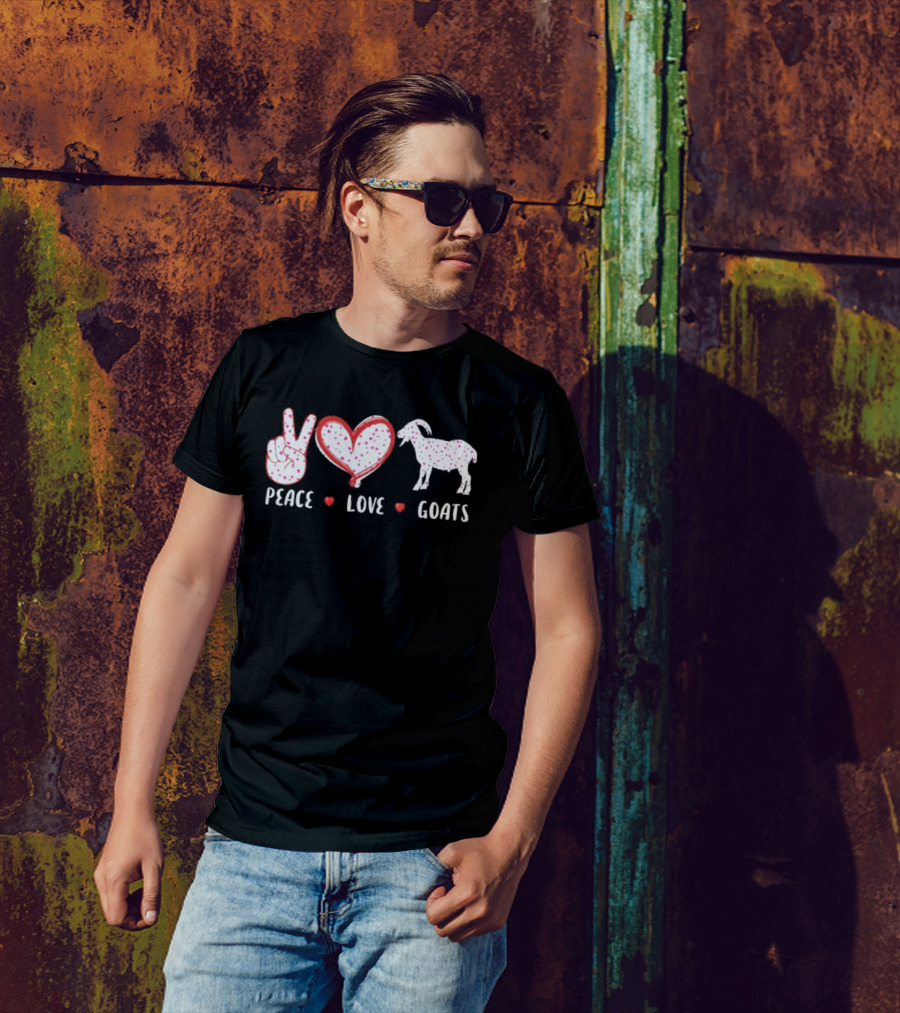 Peace Love Goats Hand Sign Heart Farm Animal T-Shirt