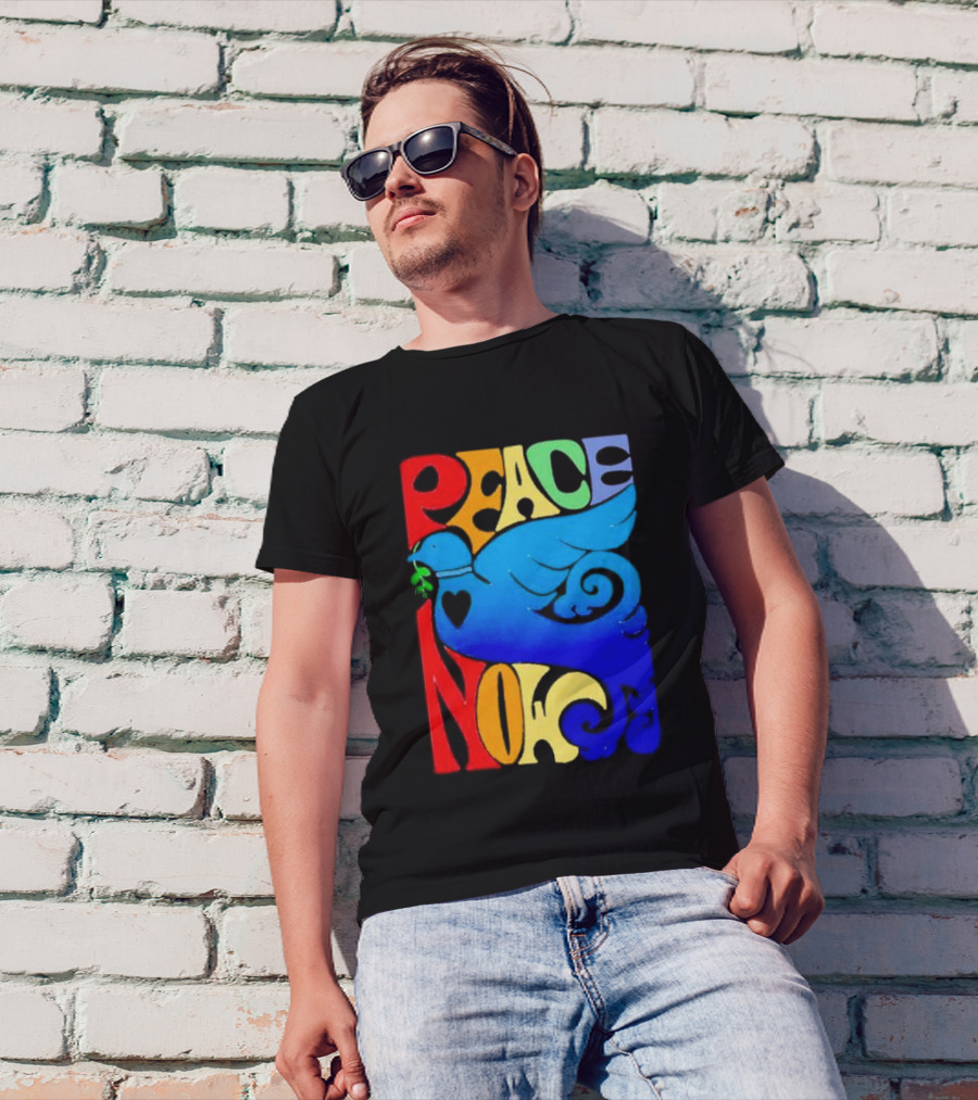 Peace Now Colorful Dove With Olive Branch T-Shirt
