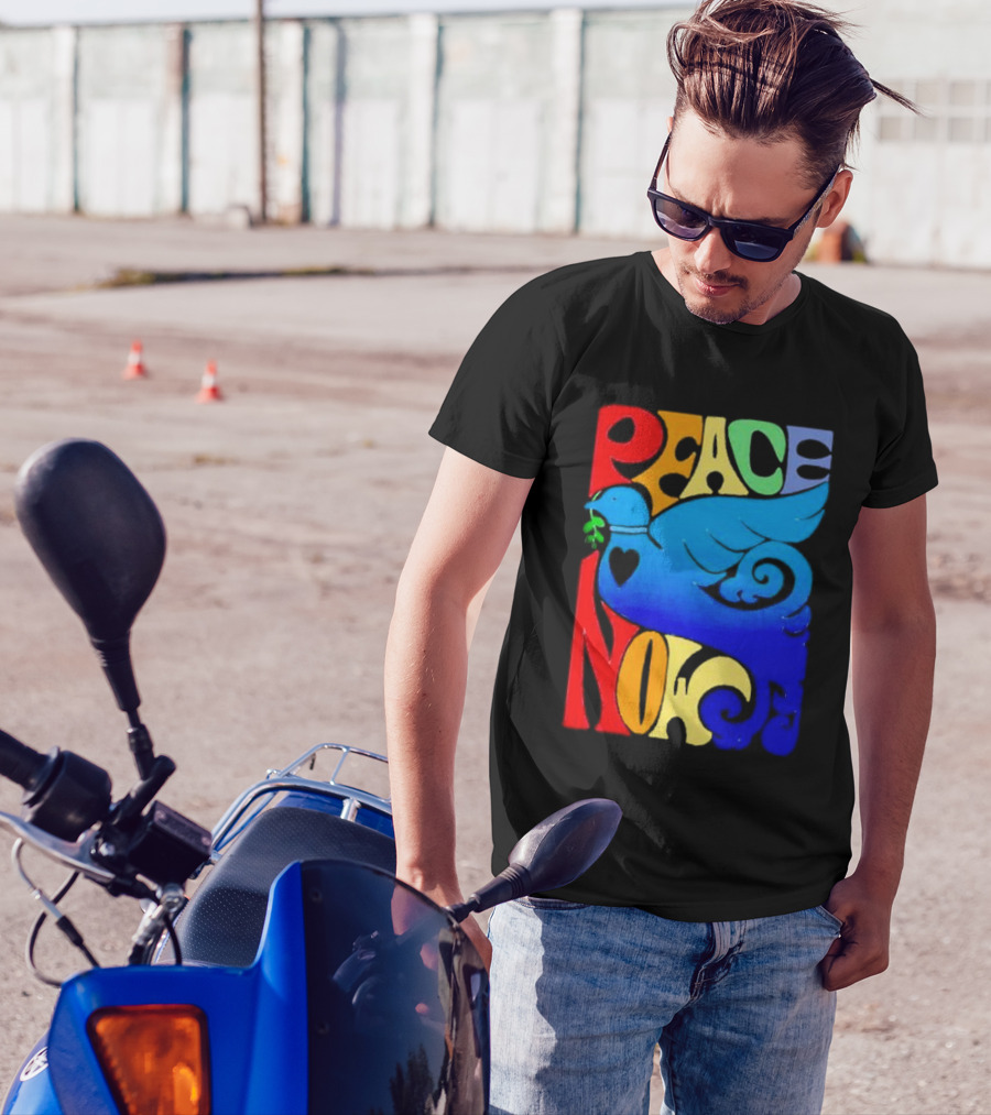 Peace Now Colorful Dove With Olive Branch T-Shirt