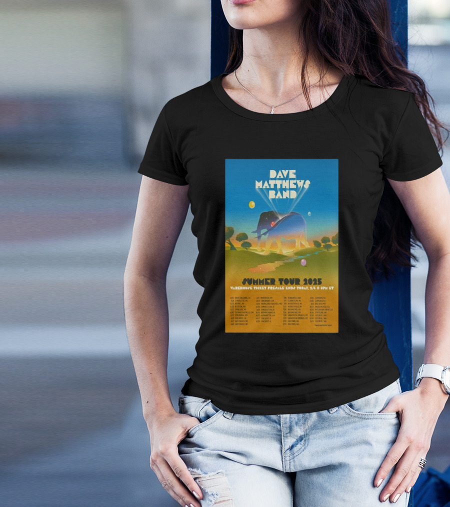 Dave Matthews Band Summer Tour 2025 New Orleans Charlotte Bethel Dates And Locations T-Shirt