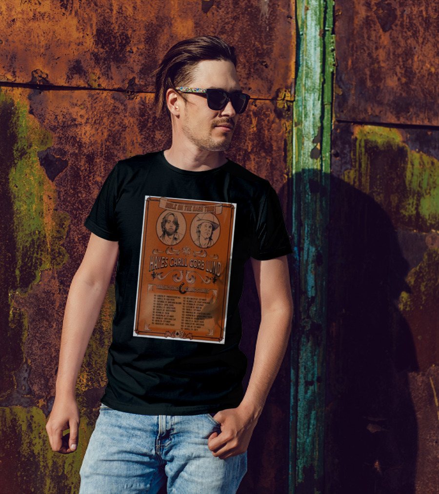 Bible On The Dash Tour 2025 Hayes Carll Corb Lund Trading Songs Telling Stories T-Shirt