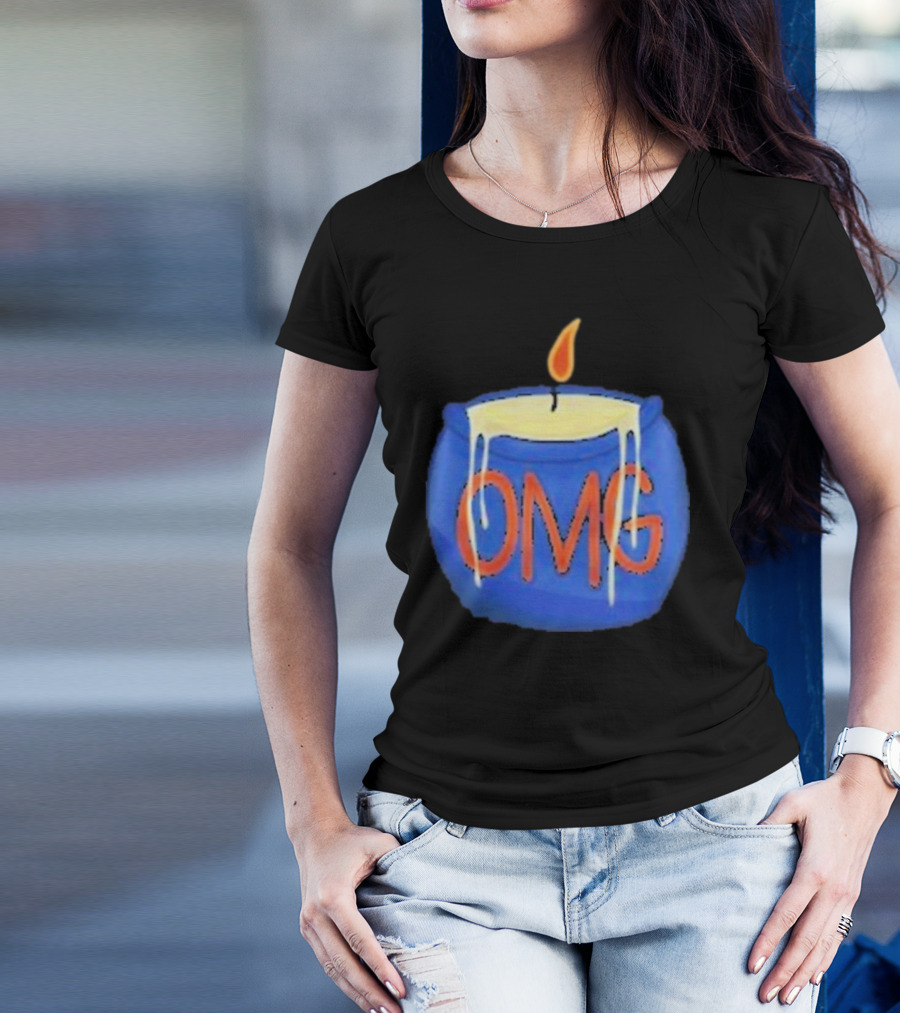 OMG Rally Candle Iconic Blue Wax Flame T-Shirt