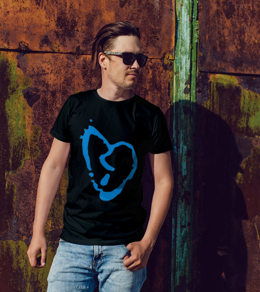 Revenge Lightning Heartbreak Blue Broken Heart Outline T-Shirt