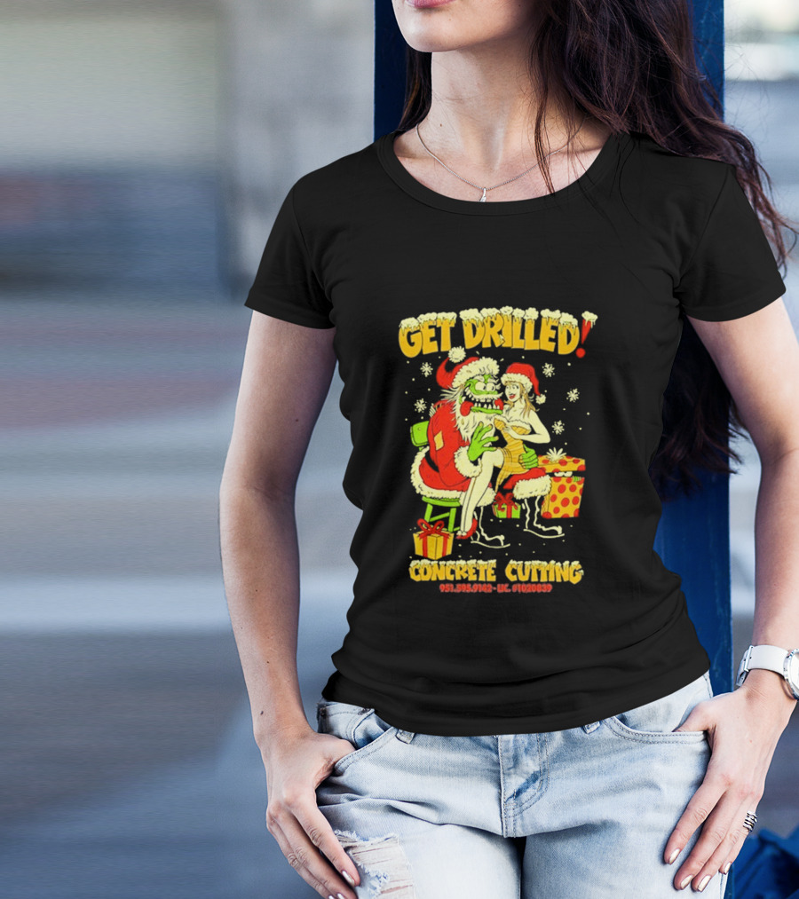 Get Drilled Santa Concrete Cutting Christmas 2024 T-Shirt