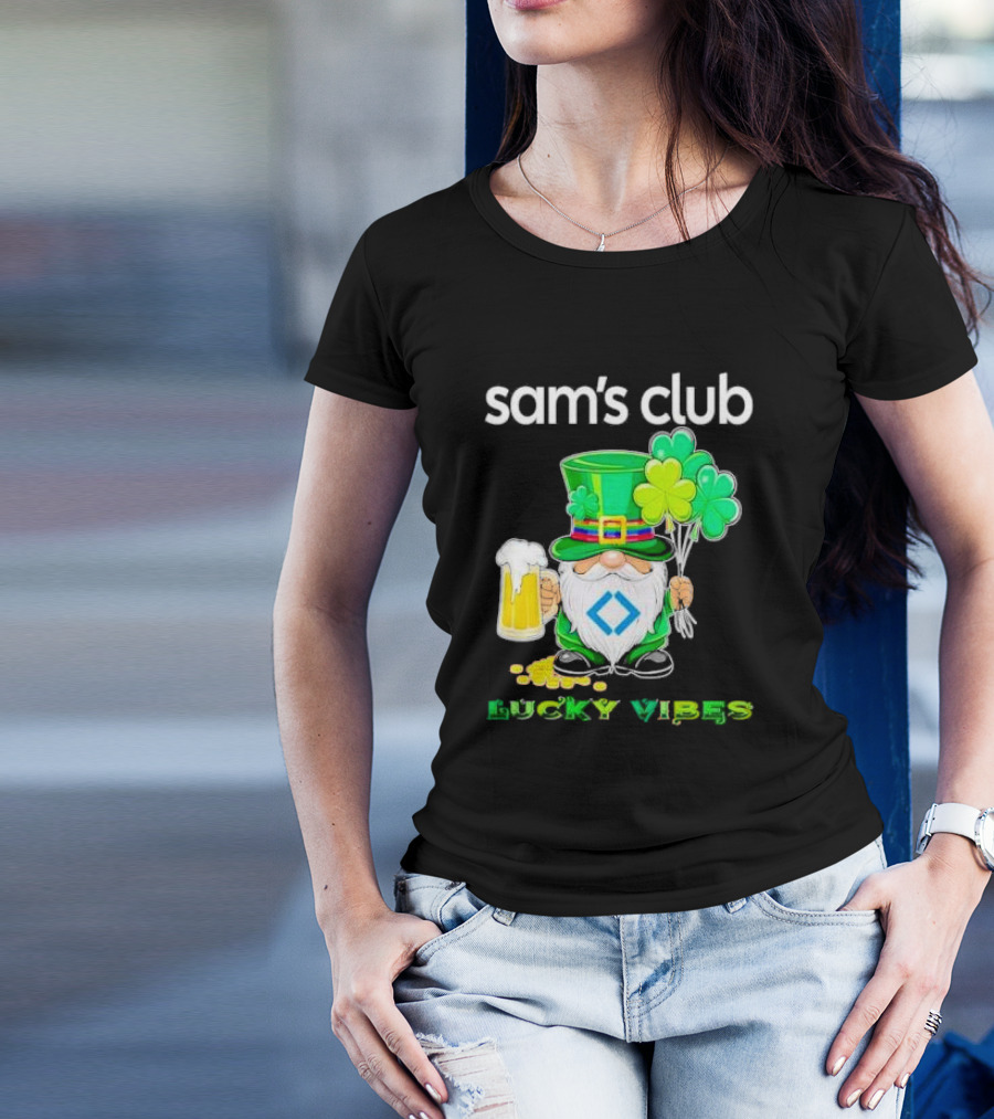 Sam’s Club Lucky Vibes St Patrick’s Day Gnomes Beer Shamrock T-Shirt