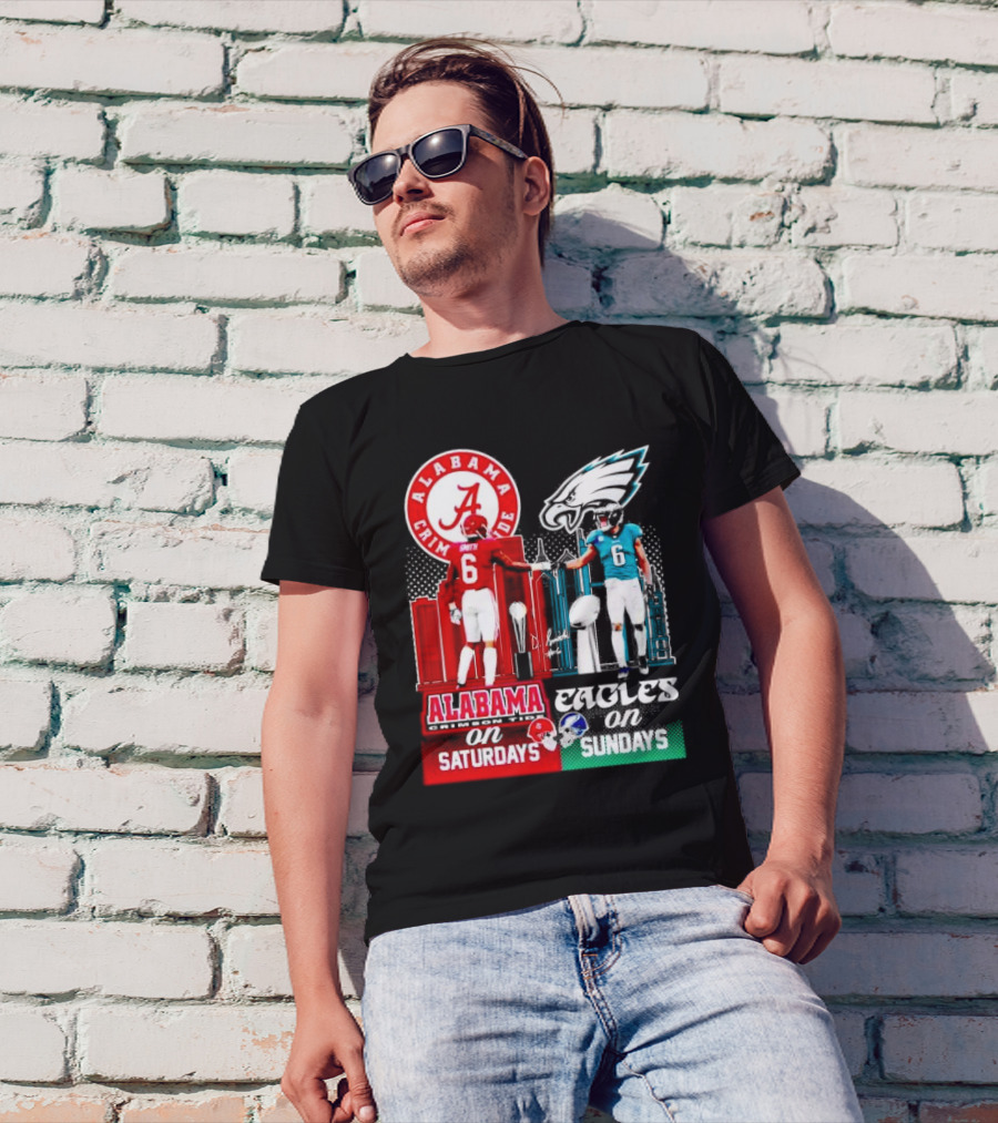 Alabama Crimson Tide Saturdays And Philadelphia Eagles Sundays Smith T-Shirt