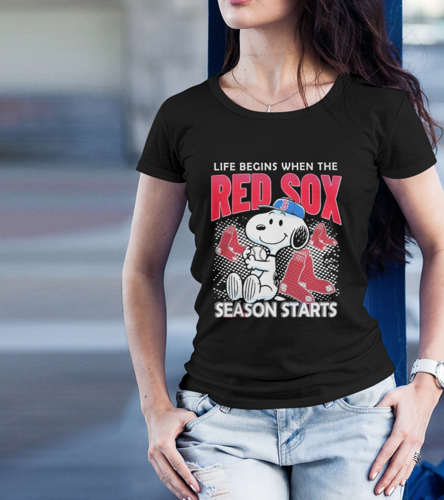 Snoopy Life Begins When The Red Sox Season Starts T-Shirt