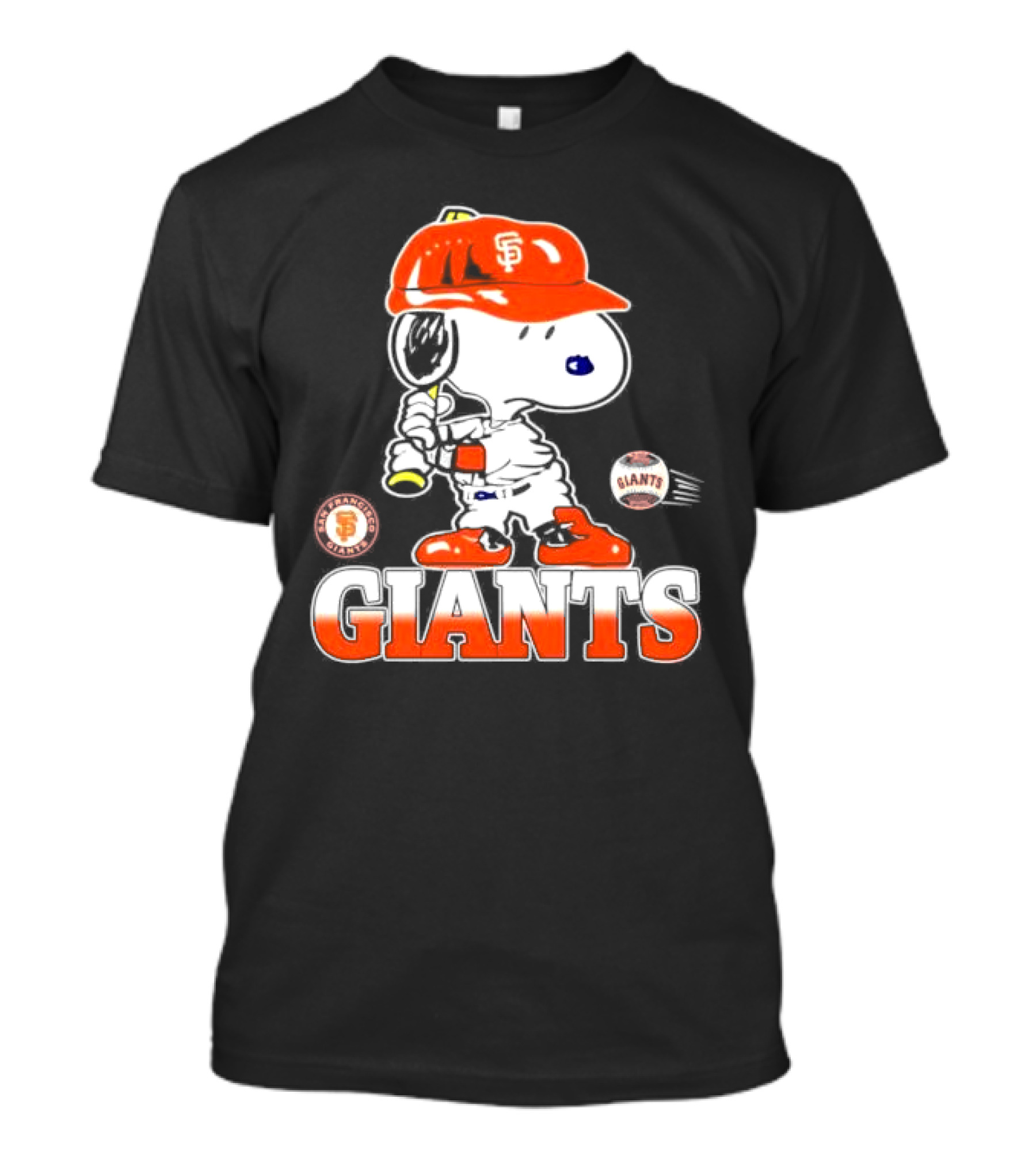 Snoopy SF Giants Baseball Fan Art Peanuts Sports Graphic T-Shirt