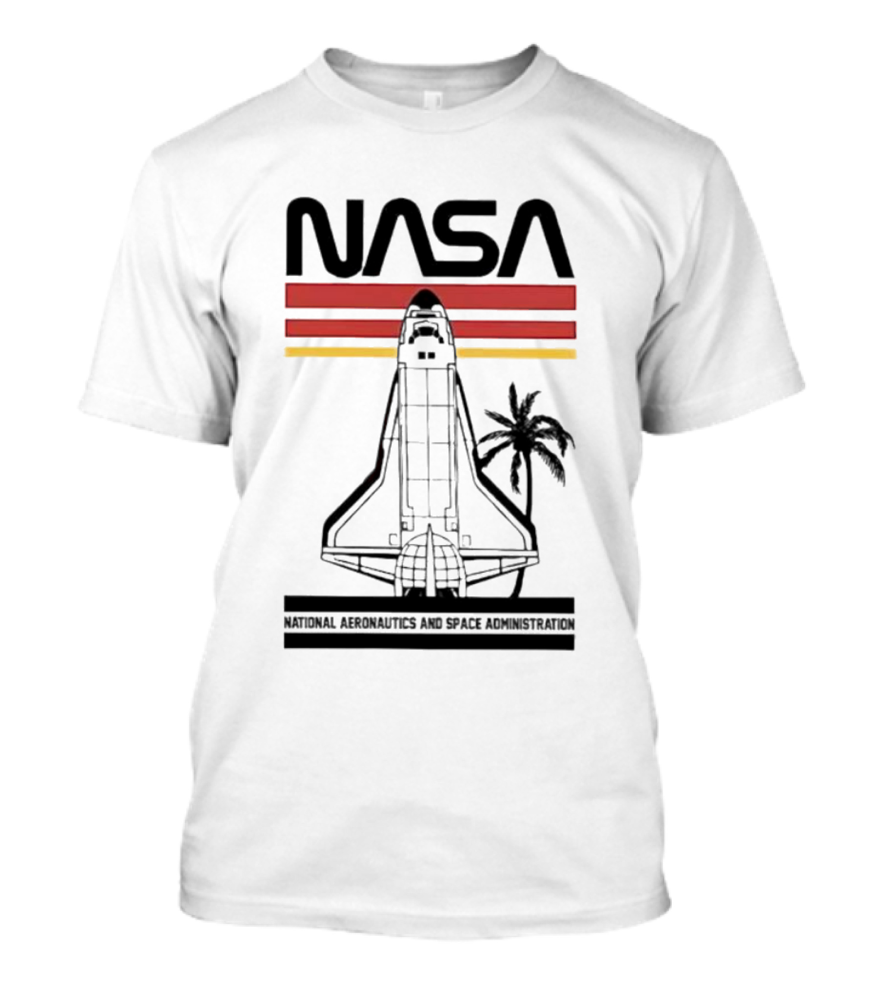 NASA National Aeronautics And Space Administration Shuttle Palm Retro Stripes T-Shirt