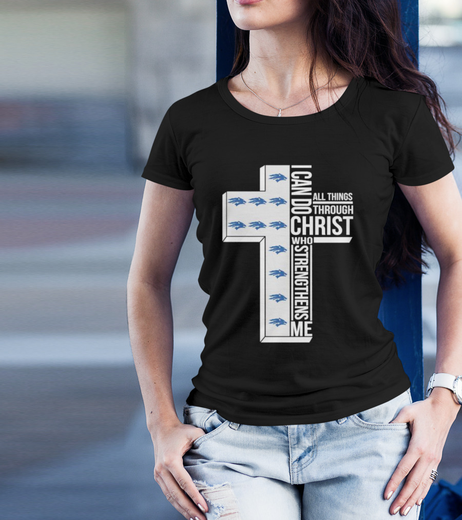Nevada Wolf Pack I Can Do All Things Through Christ Who Strengthens Me Cross T-Shirt