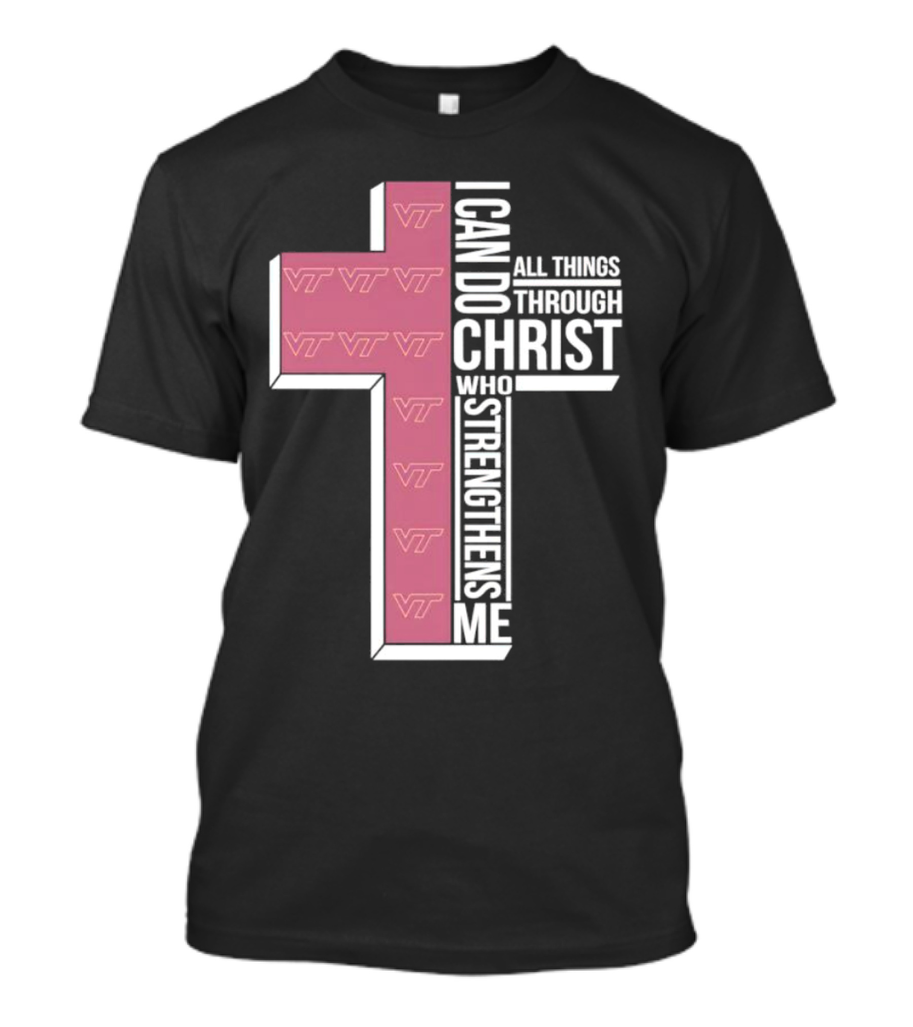 Virginia Tech Hokies I Can Do All Things Through Christ Who Strengthens Me Cross T-Shirt