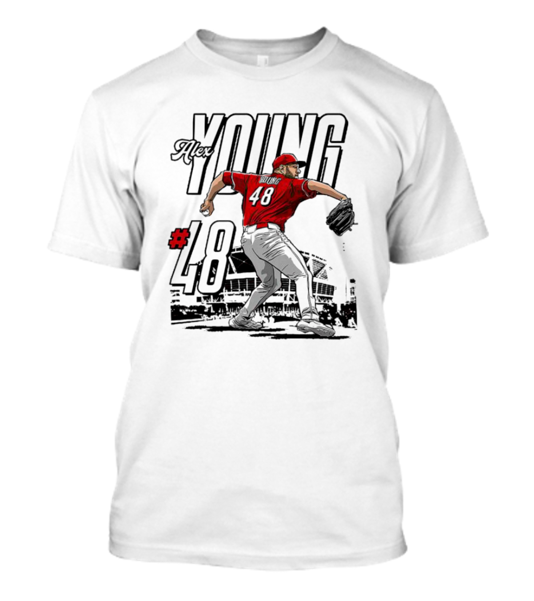 Alex Young #48 MLBPA Stadium Pitching Action T-Shirt