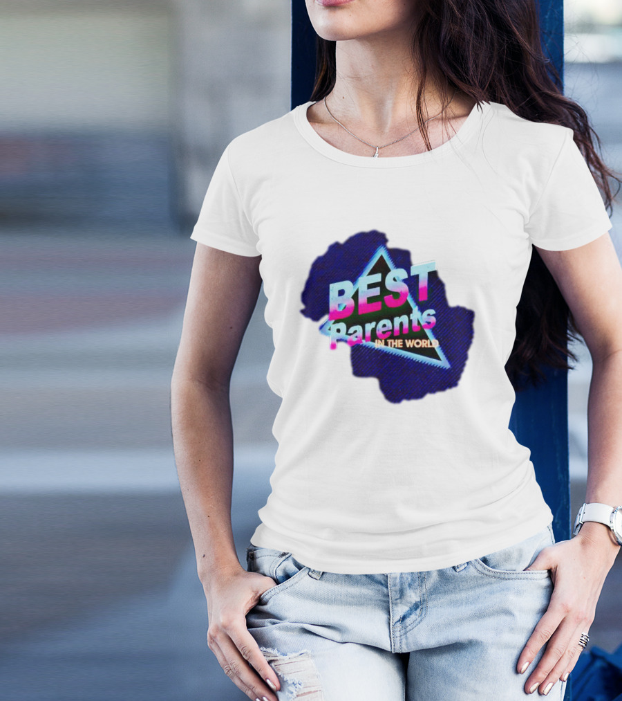BEST Parents IN THE WORLD Retro Neon Triangle T-Shirt