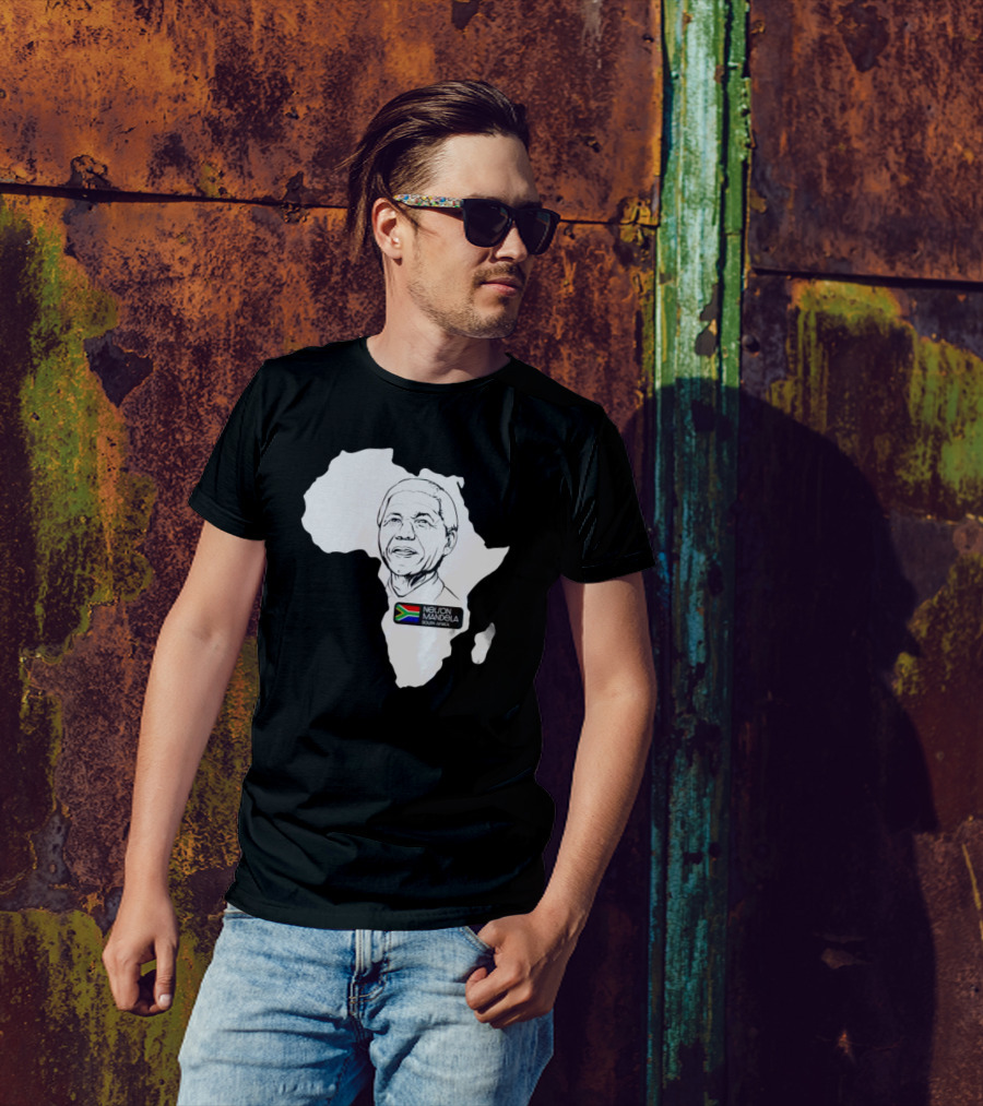 Nelson Mandela South Africa Flag Map T-Shirt