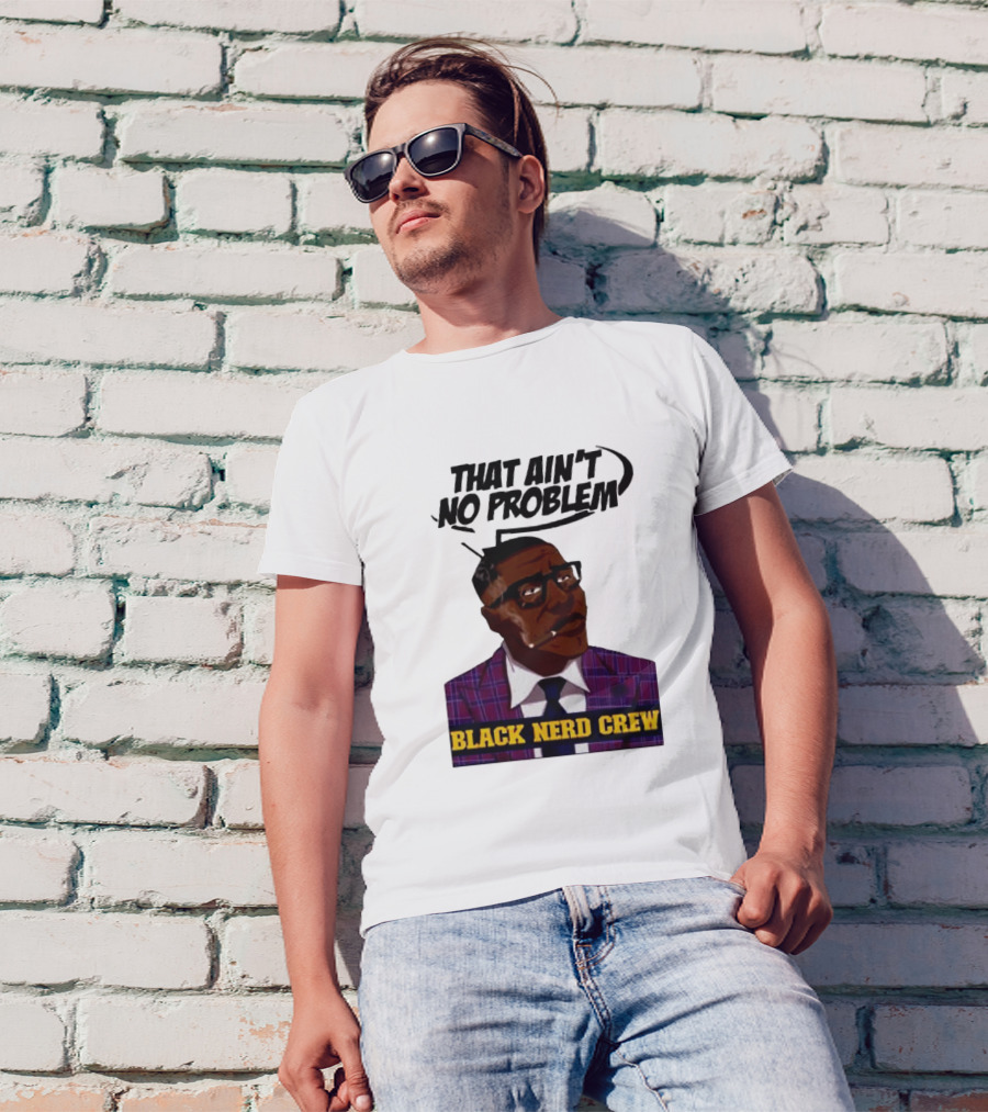 Shannon Sharpe That Ain't No Problem Black Nerd Crew T-Shirt