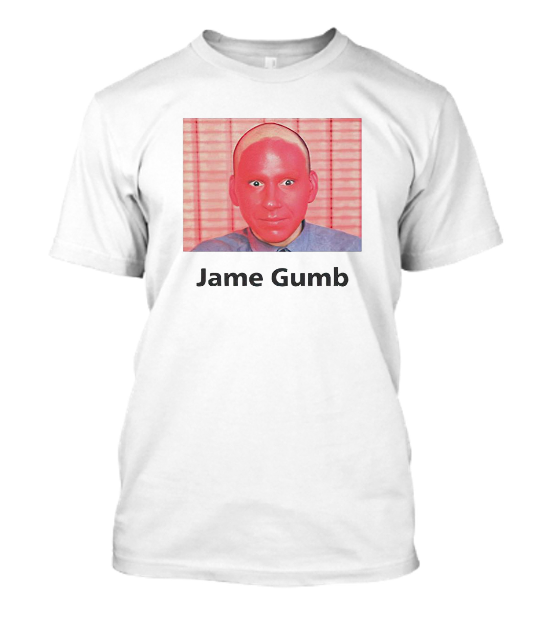 Jame Gumb Red Face Image With Red Background Blinds T-Shirt