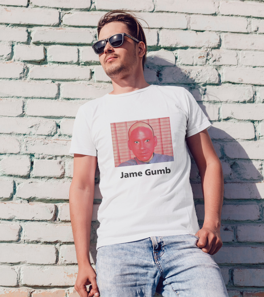 Jame Gumb Red Face Image With Red Background Blinds T-Shirt