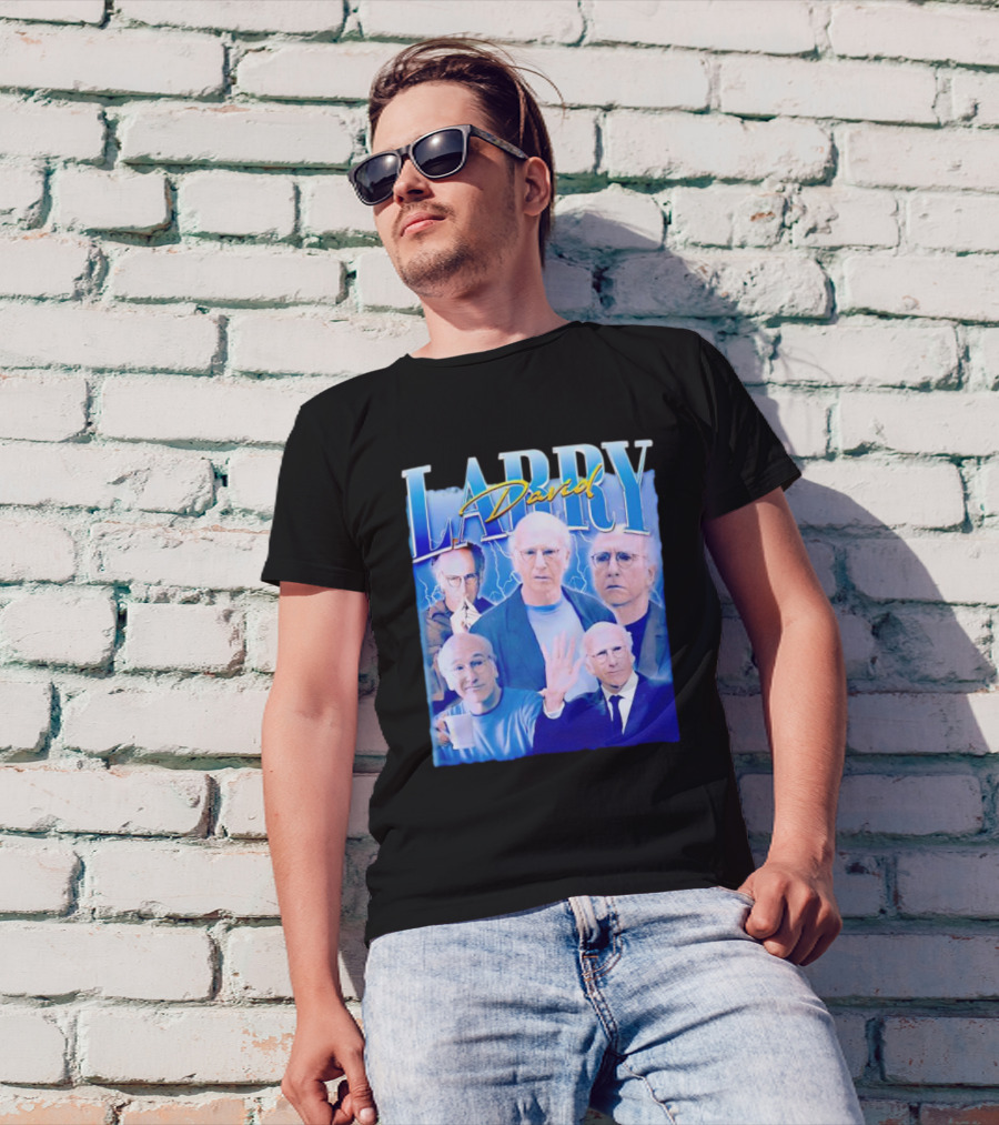 Larry David Collage Blue Lightning T-Shirt
