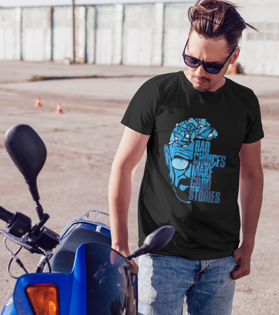 Walter White Bad Choices Make Good Stories Blue Geometric T-Shirt