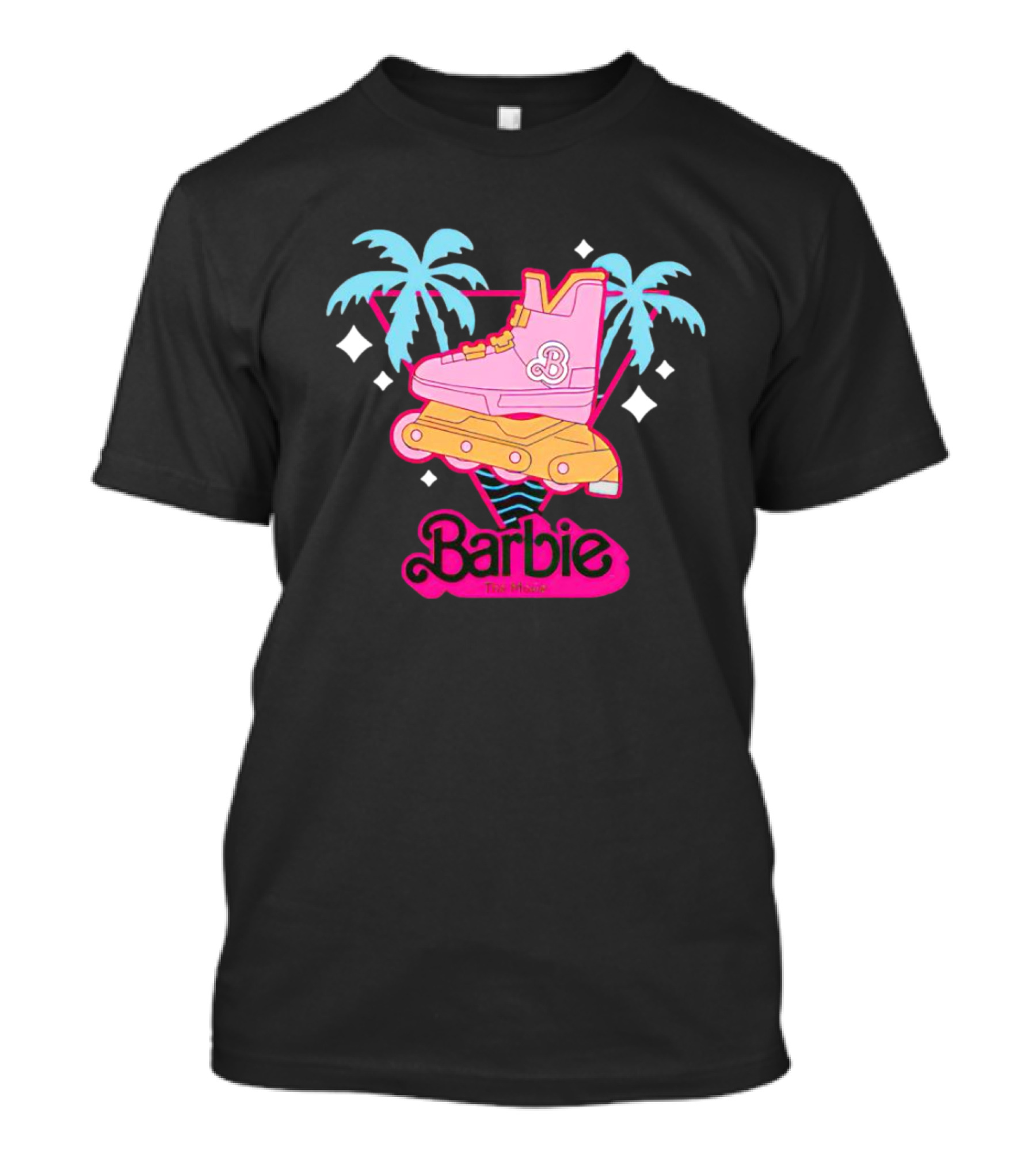 Barbie Rollerblade Movie Pink Skate And Palm Trees T-Shirt