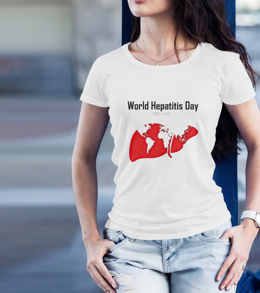 World Hepatitis Day 28th July Red Liver Map T-Shirt