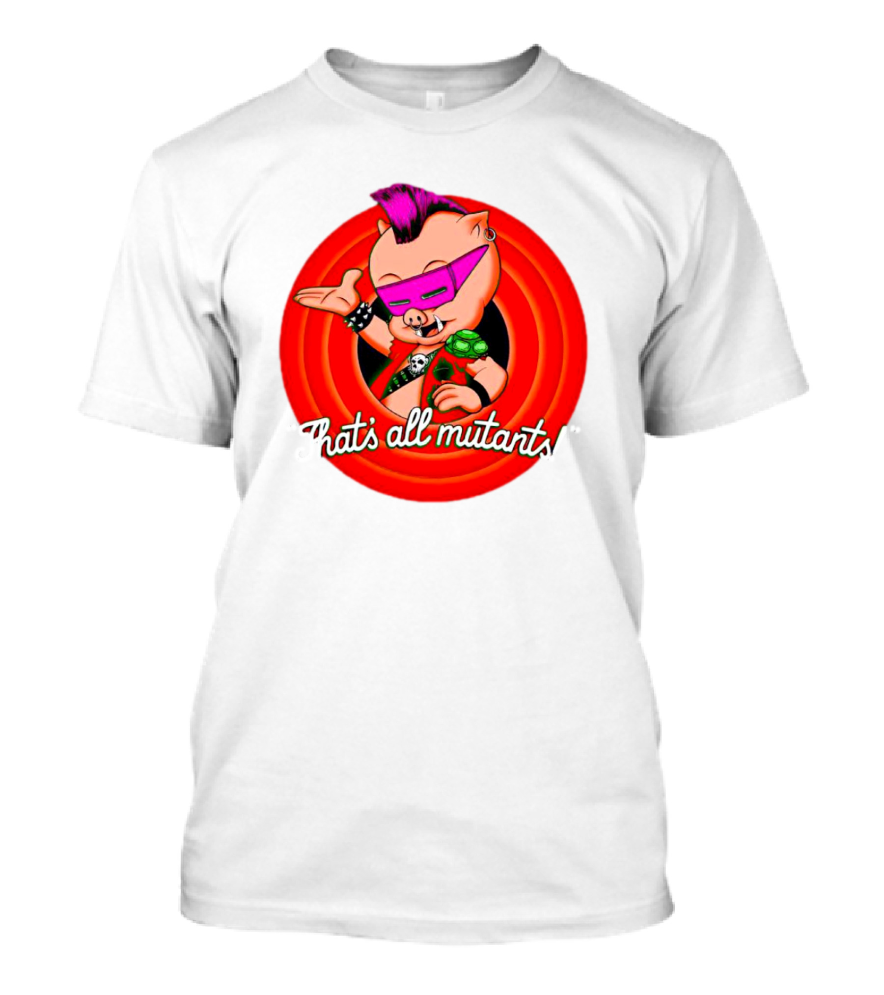 Bebop That's All Mutants Teenage Punk Pig Character In Red Circle T-Shirt