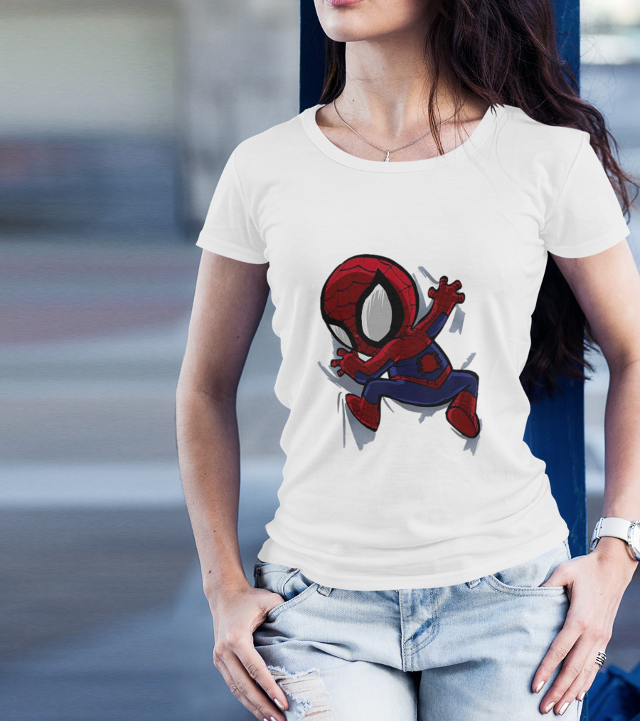 Portable Spider-Man Chibi Clinging Action T-Shirt
