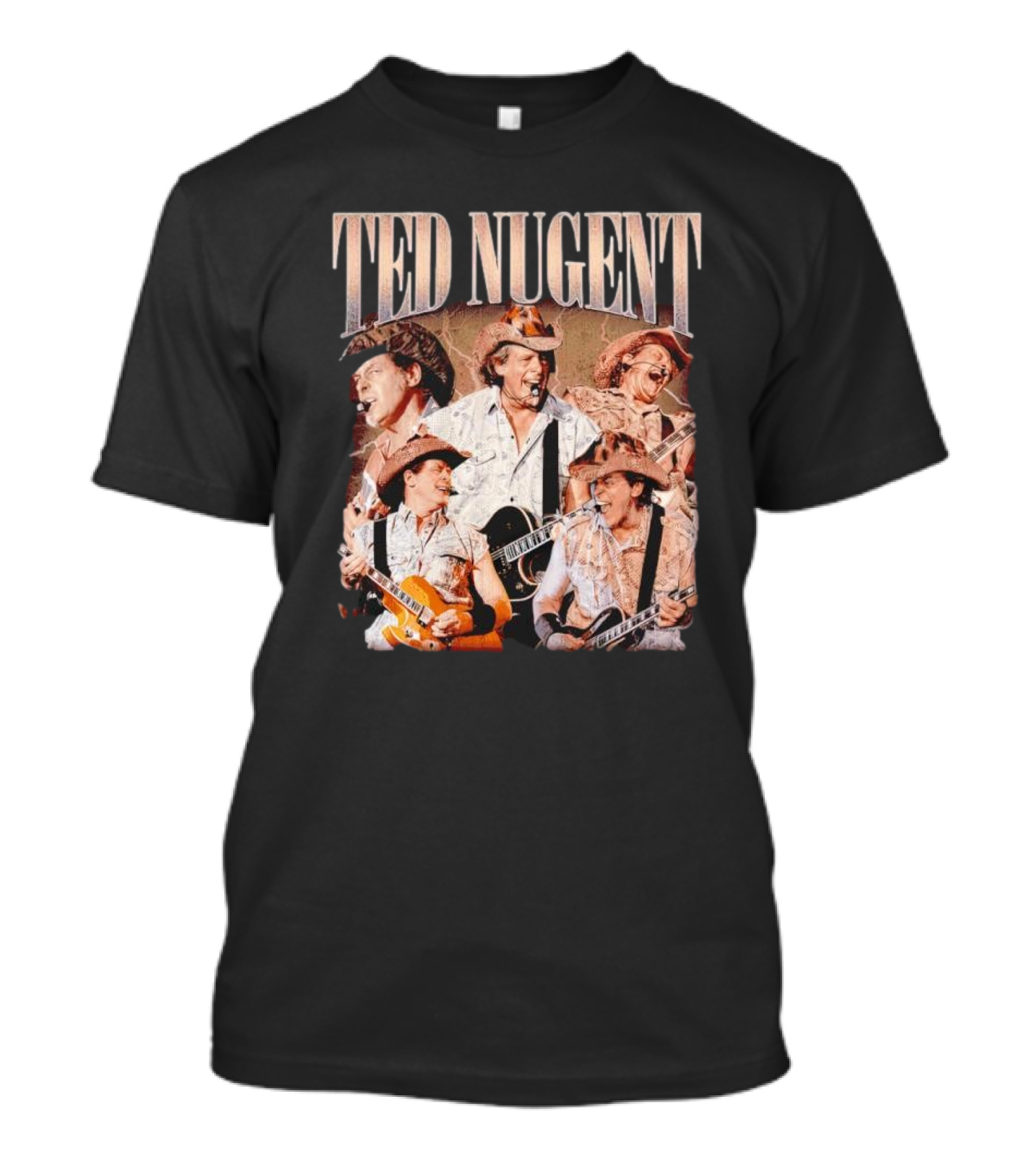 Ted Nugent Western Cowboy Hat Guitar Performance Collage T-Shirt
