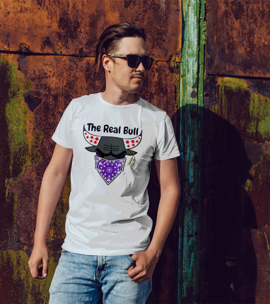 The Real Bull Purple Bandana Horns With Red Accents T-Shirt