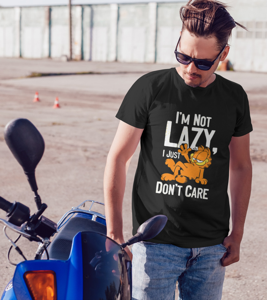 Garfield I'm Not Lazy I Just Don't Care Funny Cat Iconic Cartoon Character T-Shirt
