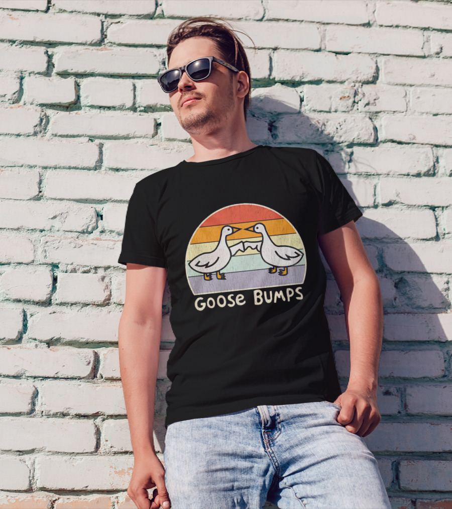 Goose Bumps Retro High Five Geese Pastel Sunset Vintage T-Shirt