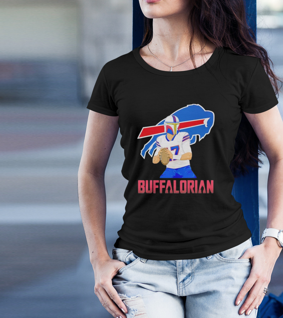 Buffalorian Josh Allen Buffalo Bills Mandalorian Helmet T-Shirt