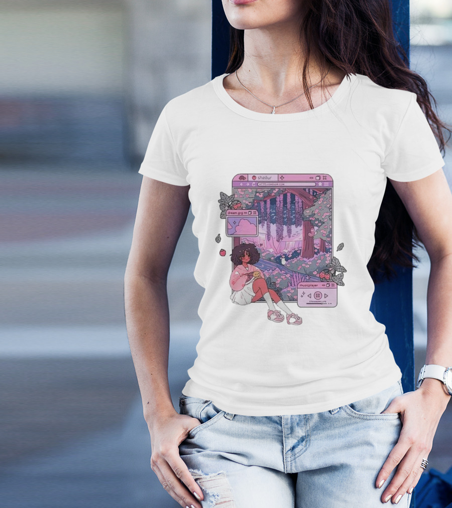 Sheilur Dreamy Strawberry Dream PNG Music Player T-Shirt