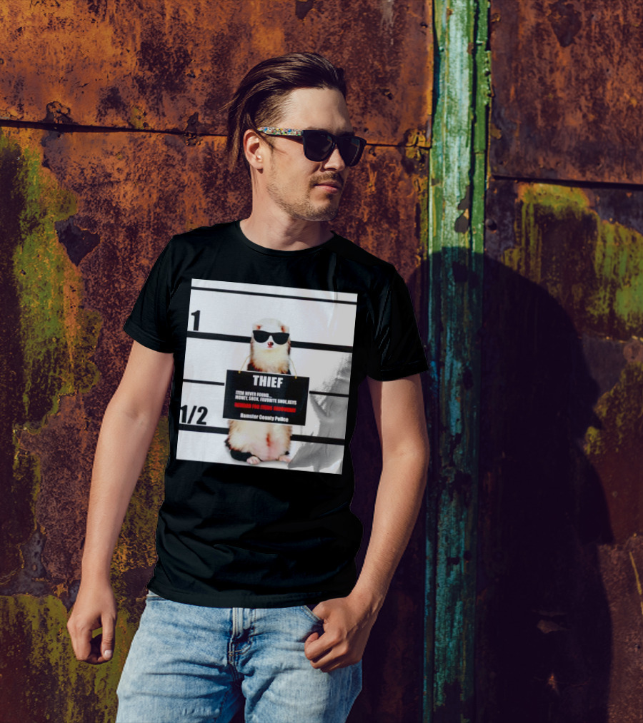 THIEF Item Never Found Money Sock Favorite Shoe Keys Reward For Ferret Hamster County Police T-Shirt