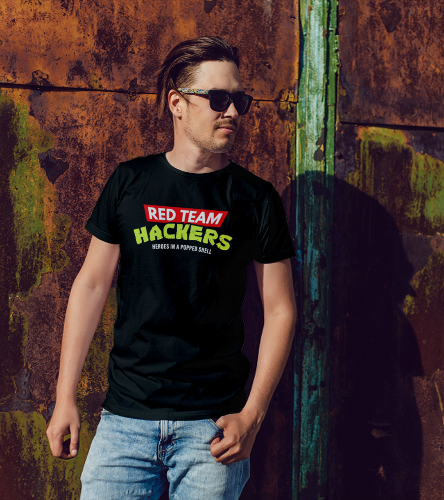 Red Team Hackers Heroes In A Popped Shell Retro Style Green T-Shirt