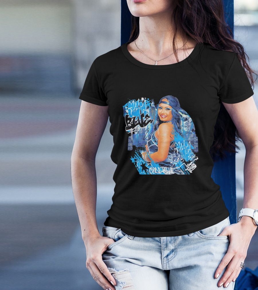 Skye Blue Cold Blue Graffiti Style Streetwear T-Shirt