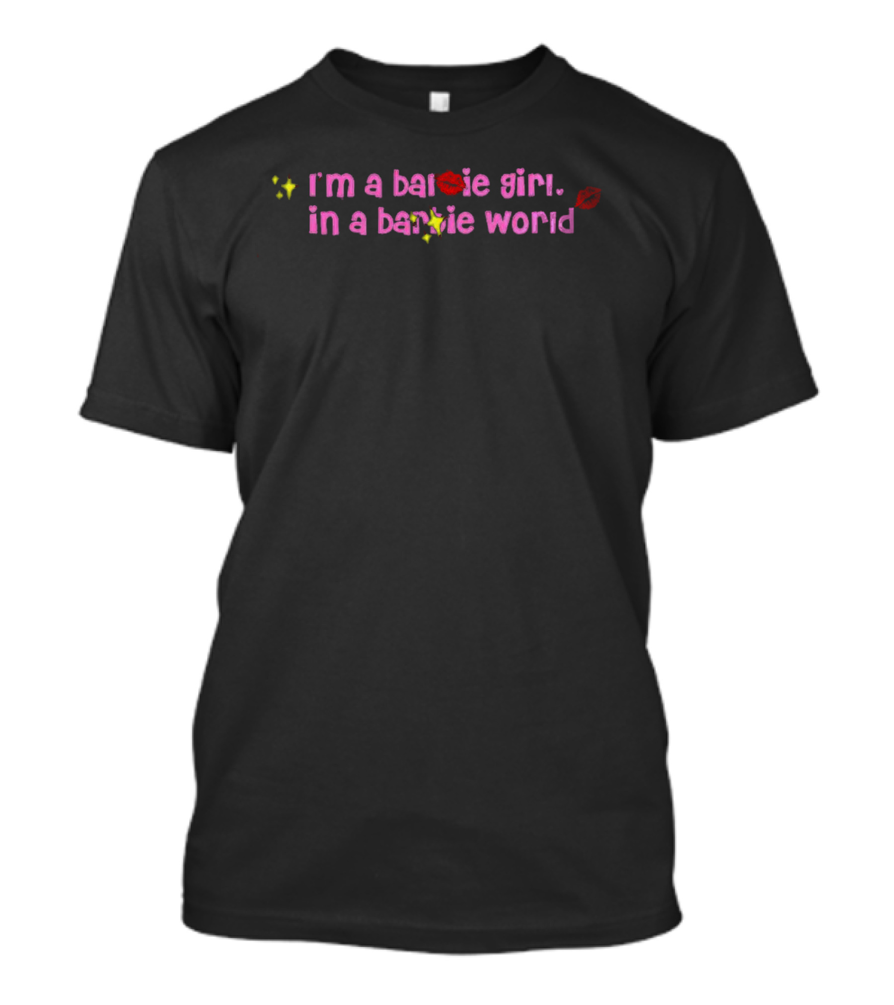 I'm A Barbie Girl In A Barbie World Sparkle And Lip Print T-Shirt