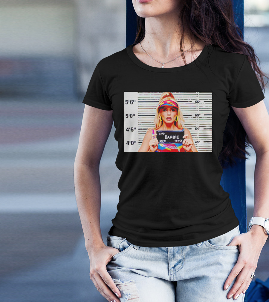 LAPD Barbie Mugshot Colorful T-Shirt