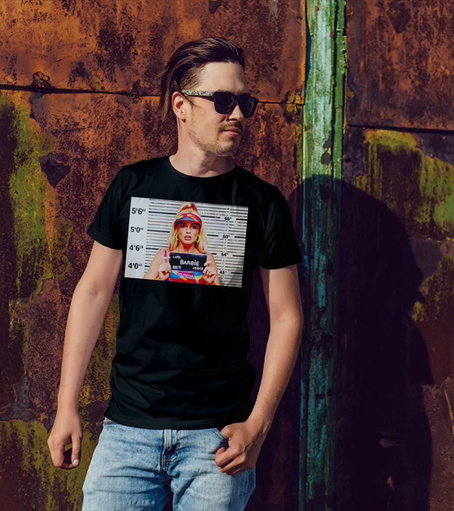 LAPD Barbie Mugshot Colorful T-Shirt