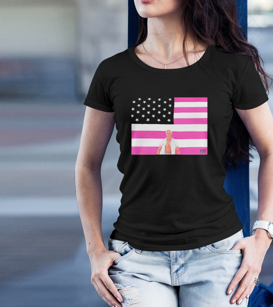 American Flag Barbie Ken Pink T-Shirt