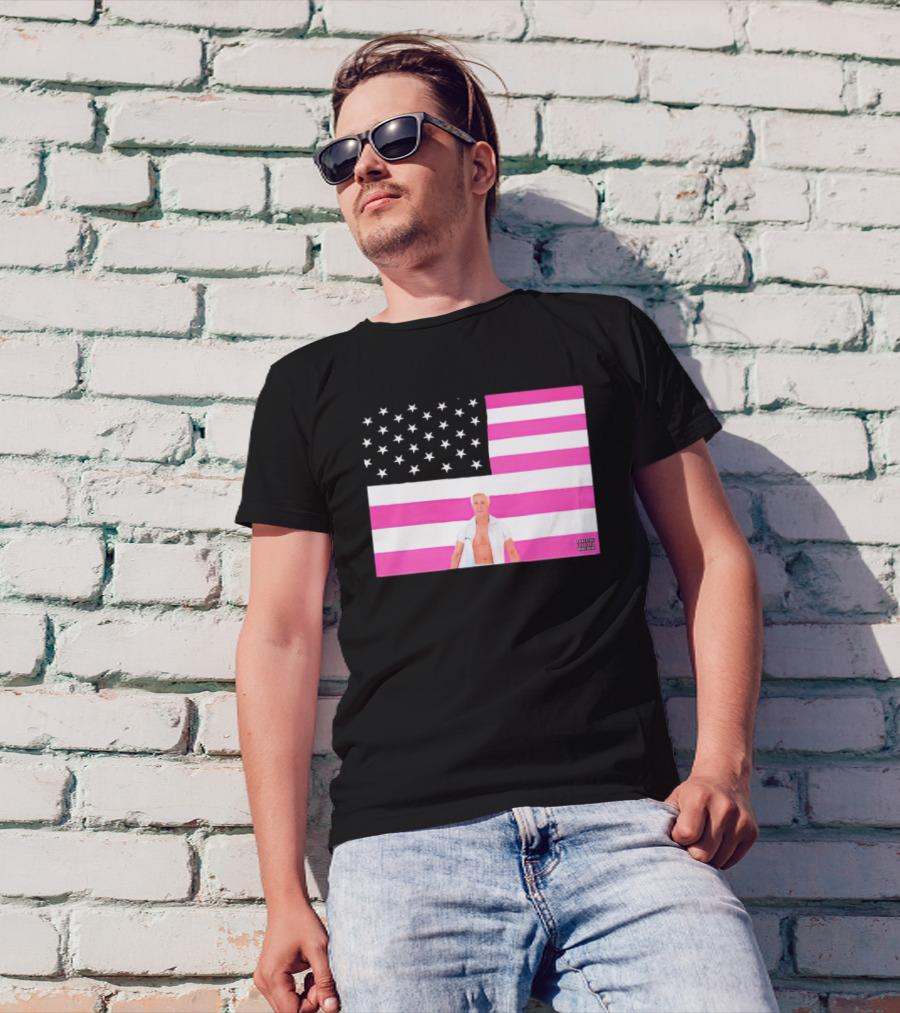 American Flag Barbie Ken Pink T-Shirt