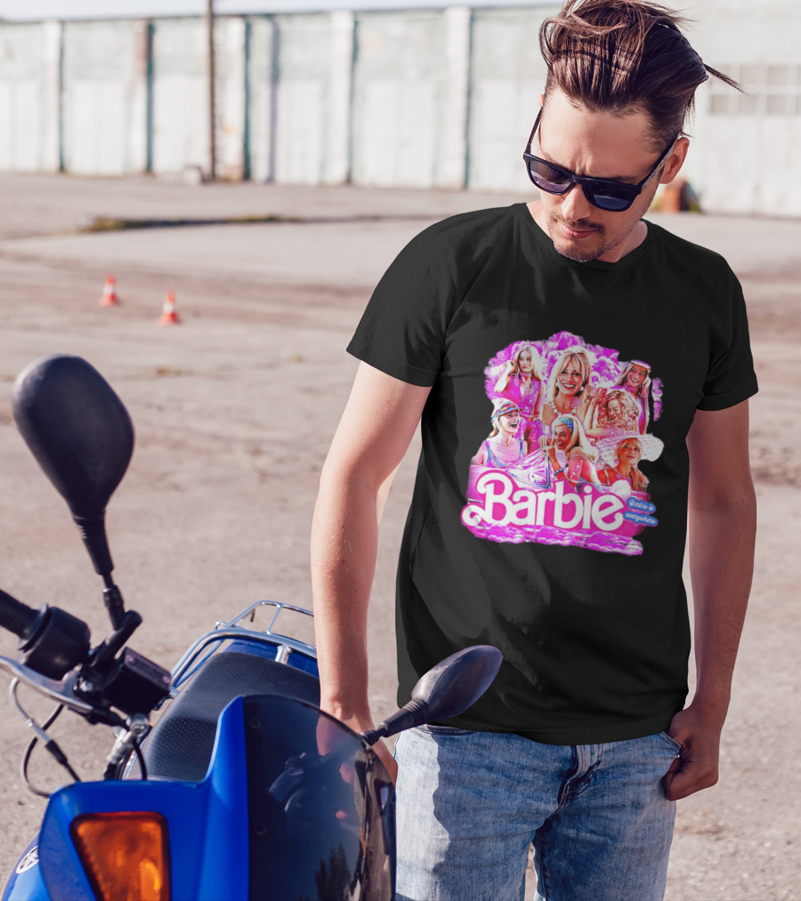 Barbie Is Everywhere Pink Collage Compilation T-Shirt