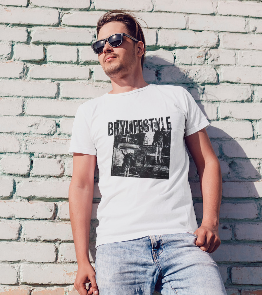 BRYLIFESTYLE Causing A Disturbance With Retro Car And Levitating Figures T-Shirt