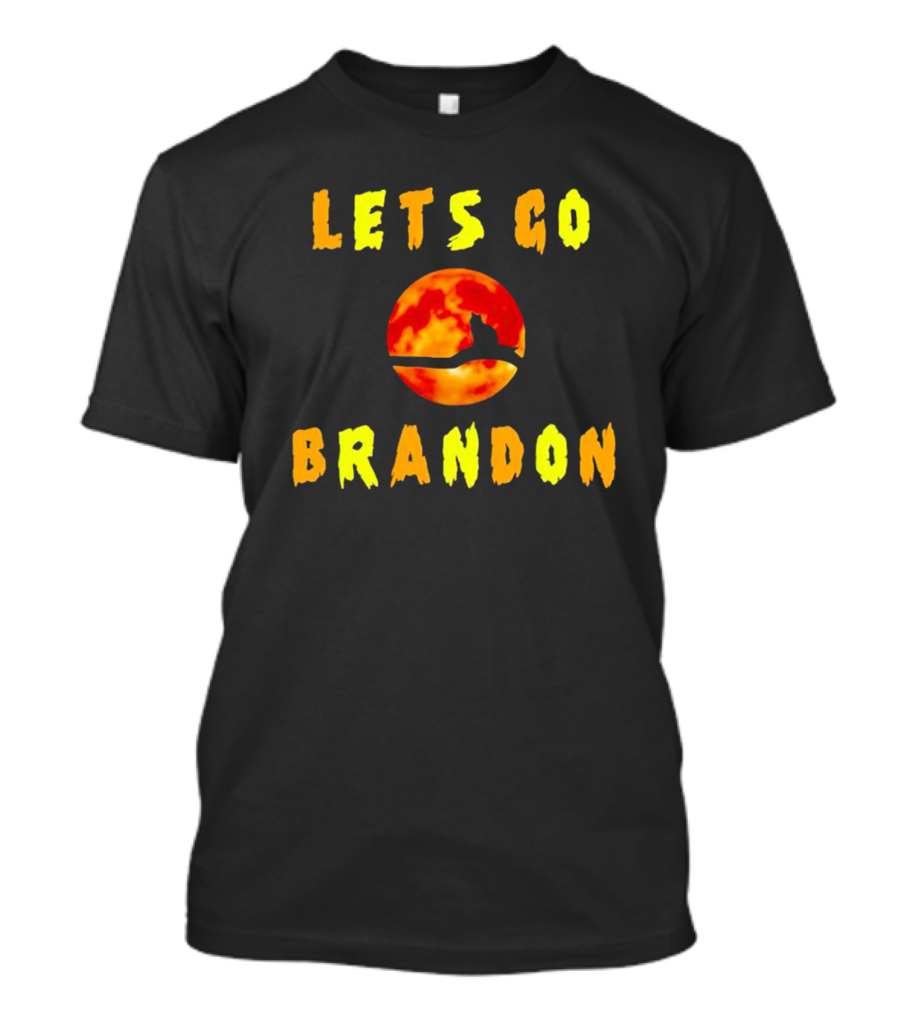 Lets Go Brandon Cat Halloween Moon T-Shirt