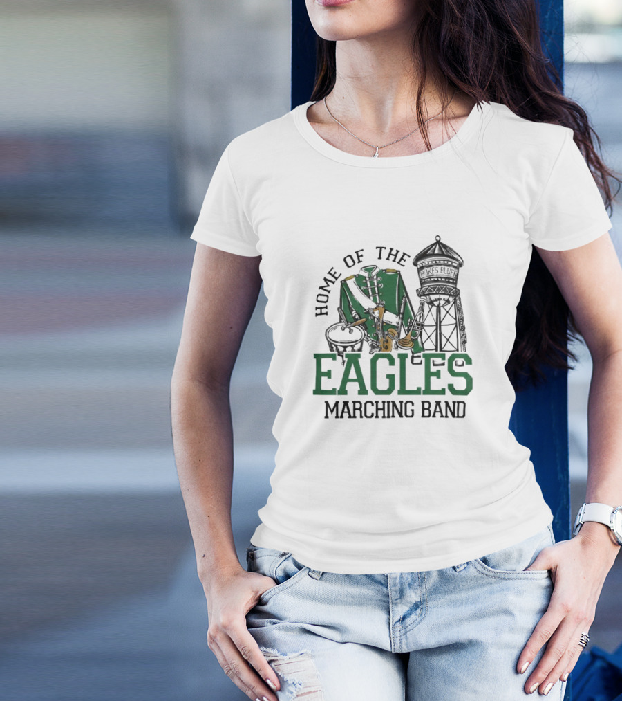 Home Of The Eagles Marching Band With Drum And Water Tower T-Shirt