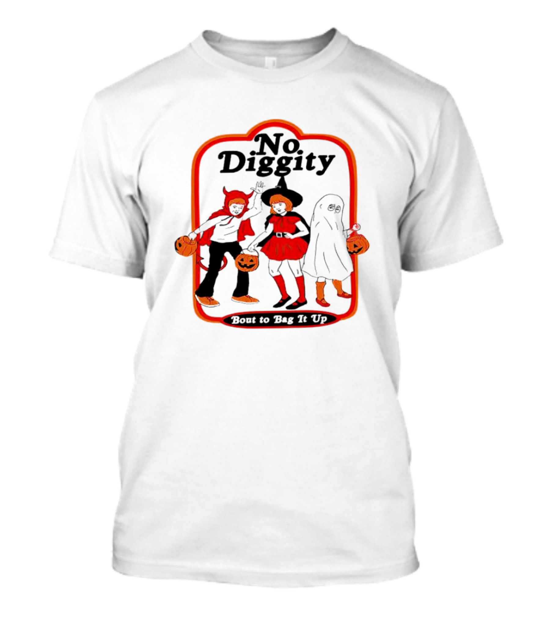 No Diggity Bout To Bag It Up Halloween Costume Trio With Pumpkins T-Shirt