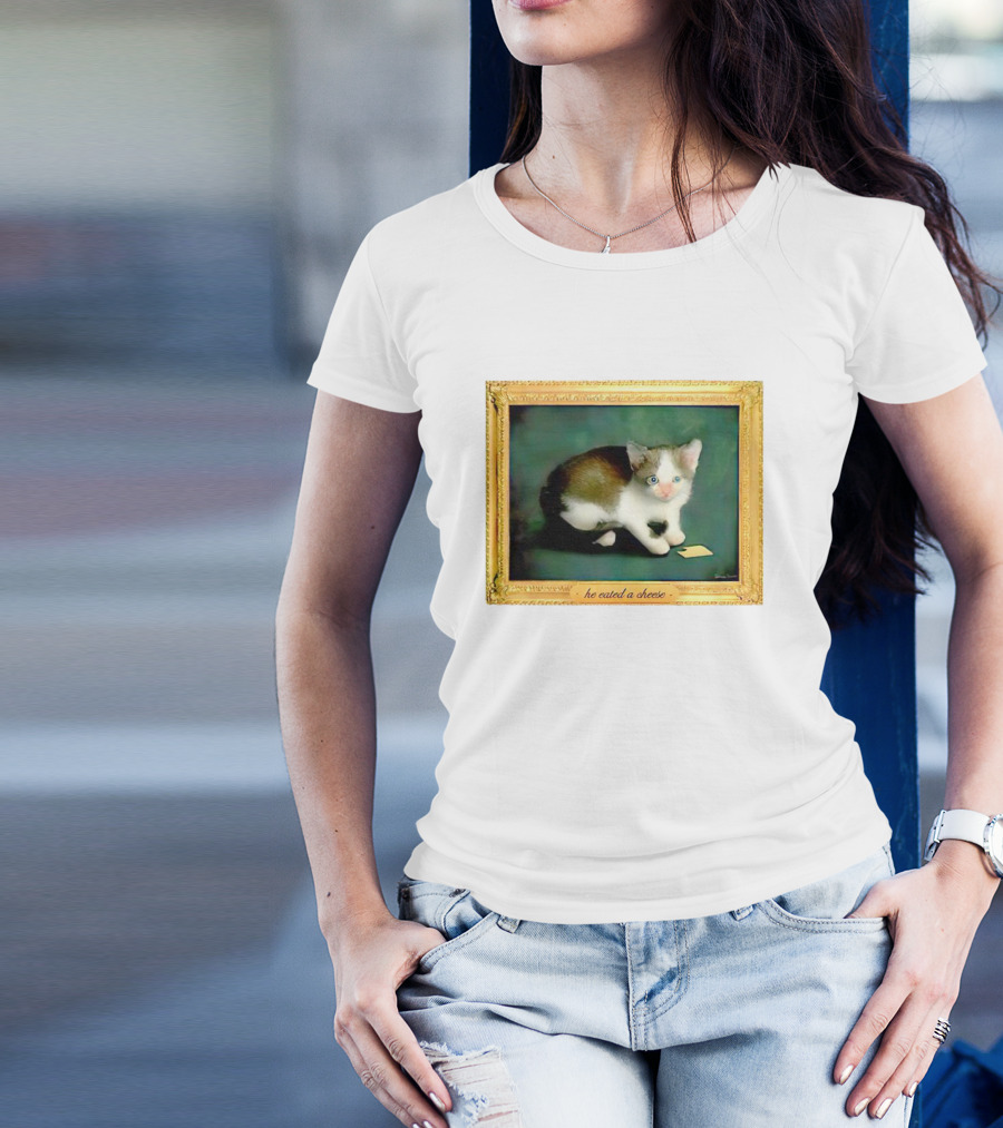 Cat He Eated A Cheese Framed T-Shirt