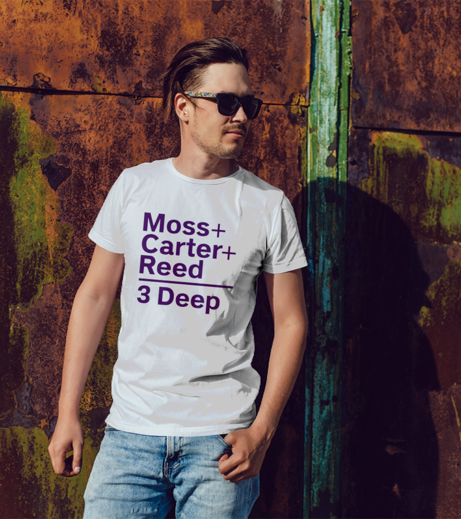 Moss Carter Reed 3 Deep Purple Text T-Shirt